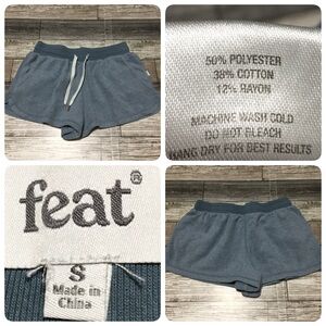 Feat Fleece Drawstring Shorts Women’s S Blue Gray (Inseam 2)